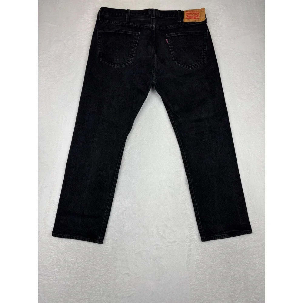 Levis 501 Mens 38x29 Jeans Fuzzy Black Washed Denim Grungy Fade